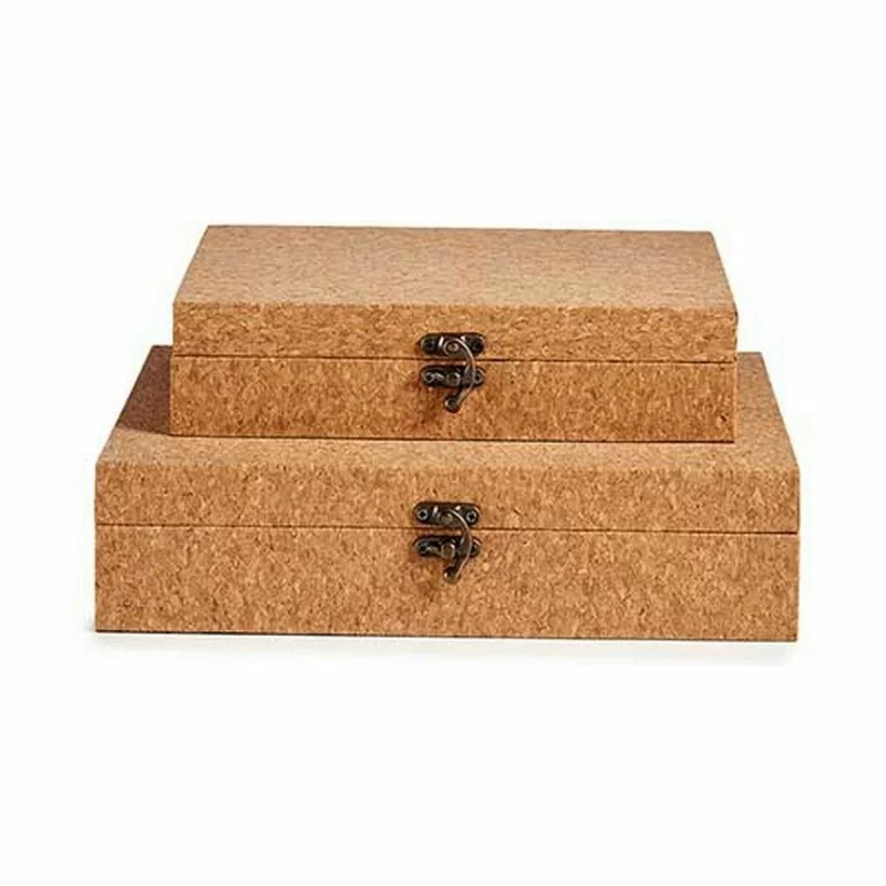 Set of decorative boxes Brown Cork MDF Wood (6...