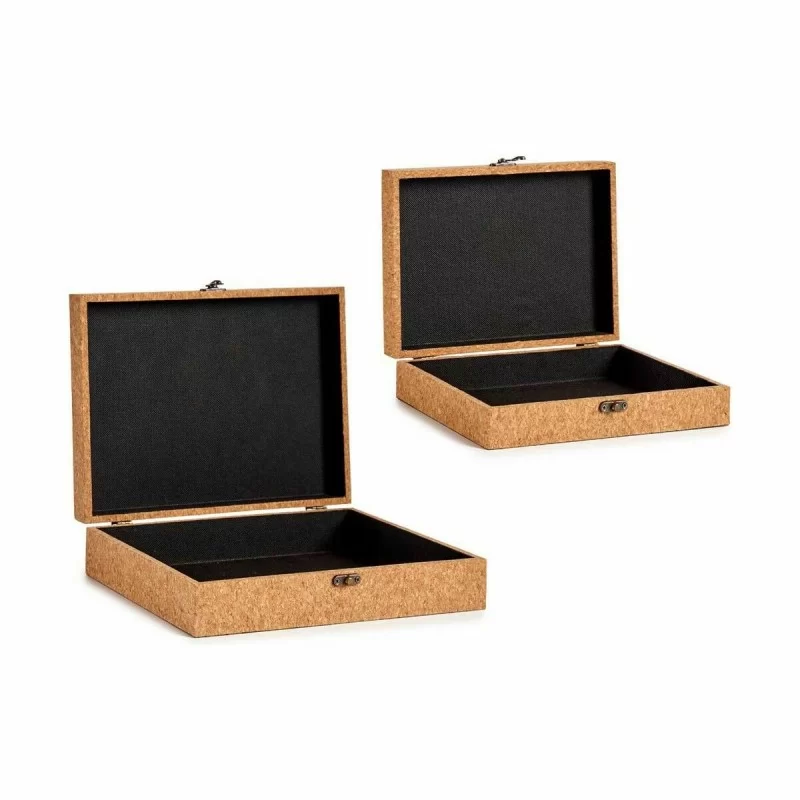 Set of decorative boxes Brown Cork MDF Wood (6...