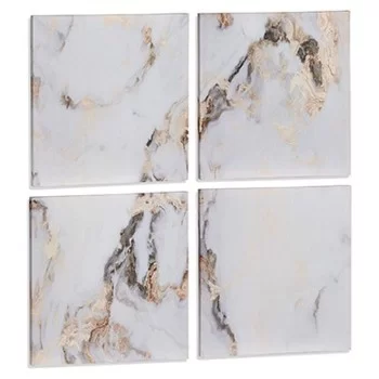 Set of 4 pictures Canvas Marble White 35 x 7 x 35 cm (6... 2
