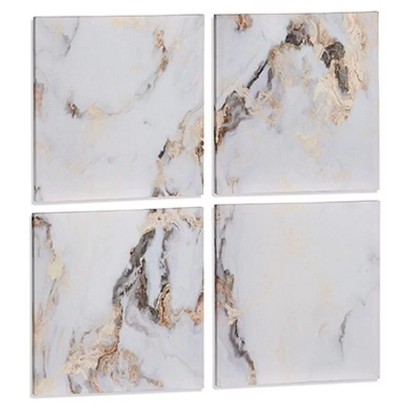Set of 4 pictures Canvas Marble White 35 x 7 x...