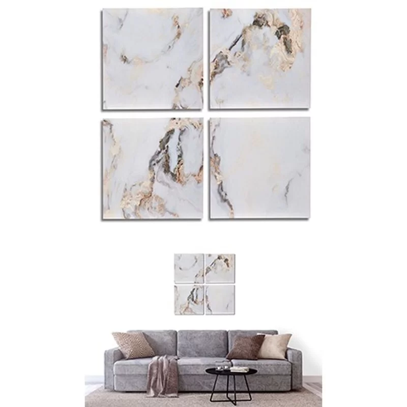 Set of 4 pictures Canvas Marble White 35 x 7 x...
