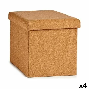 Decorative box Foldable Brown Cork MDF Wood 31 x 31 x 31...