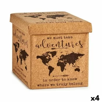 Decorative box World Map Foldable Brown Cork MDF Wood 31...