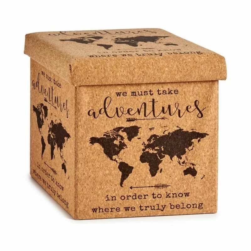 Decorative box World Map Foldable Brown Cork...
