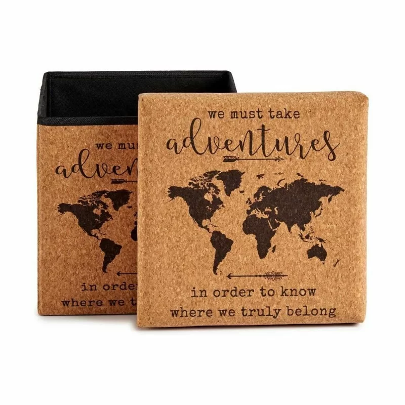 Decorative box World Map Foldable Brown Cork...