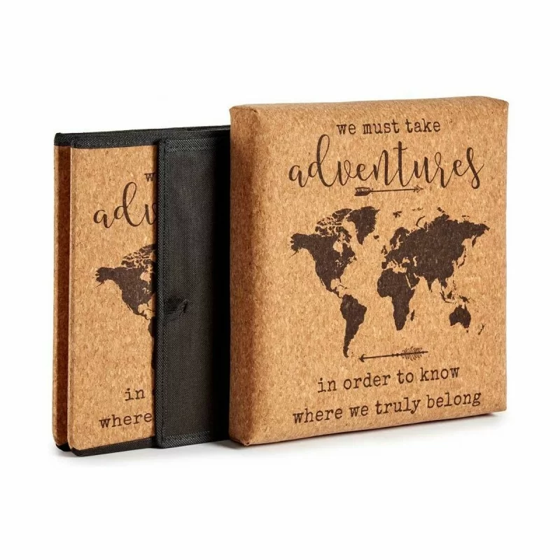Decorative box World Map Foldable Brown Cork...