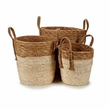 Set of Baskets Brown Natural Straw (2 Units) 2