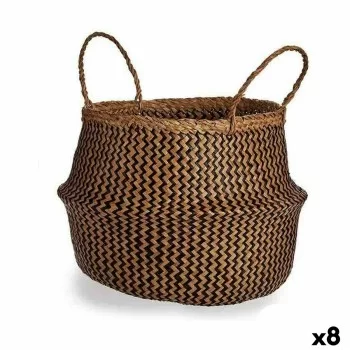 Decorative basket Brown Black Rushes 8 L 36 x 30 x 36 cm...