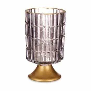 LED Lantern Grey Golden Glass 10,7 x 18 x 10,7 cm (6 Units) 2