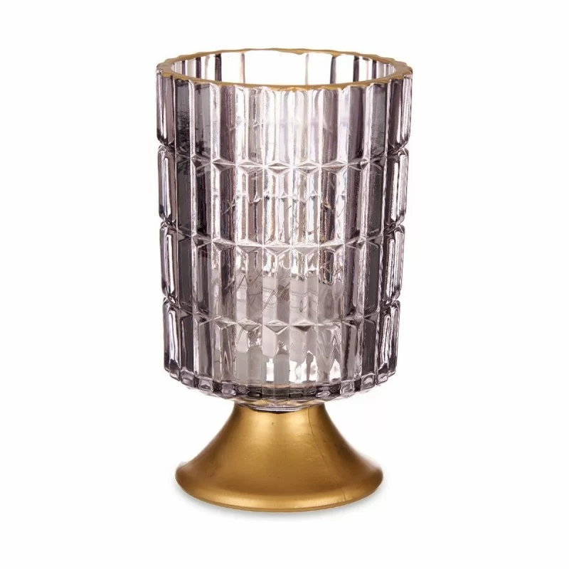 LED Lantern Grey Golden Glass 10,7 x 18 x 10,7...