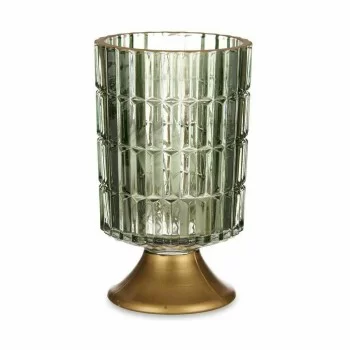 LED Lantern Green Golden Glass 10,7 x 18 x 10,7 cm (6 Units) 2