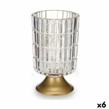 LED Lantern Transparent Golden Glass 10,7 x 18 x 10,7 cm...