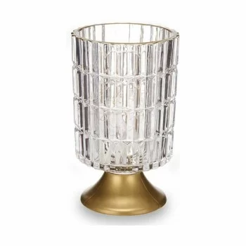 LED Lantern Transparent Golden Glass 10,7 x 18 x 10,7 cm... 2