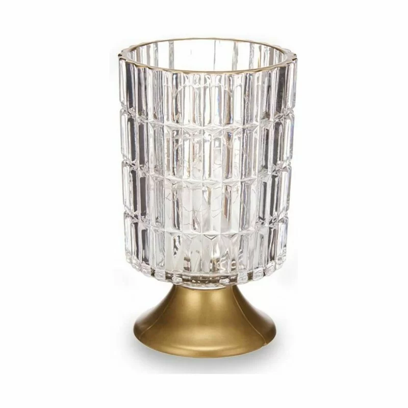LED Lantern Transparent Golden Glass 10,7 x 18...
