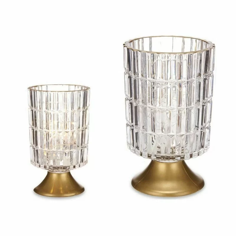LED Lantern Transparent Golden Glass 10,7 x 18...