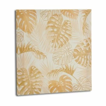 Canvas Leaf of a plant Golden 28 x 28 x 1,5 cm (36 Units) 2