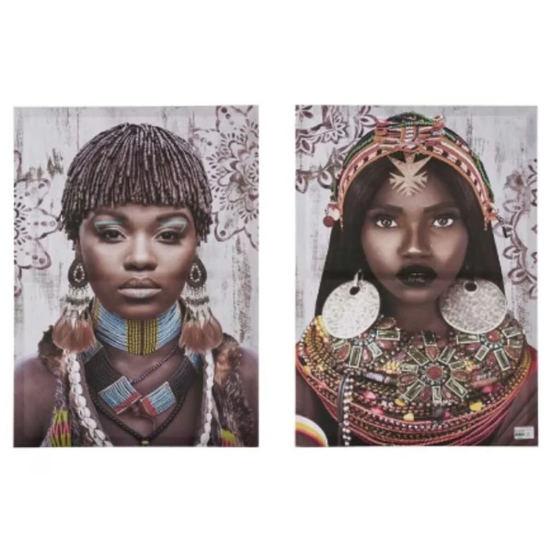 Set of 2 pictures Canvas African Woman 70 x 50...