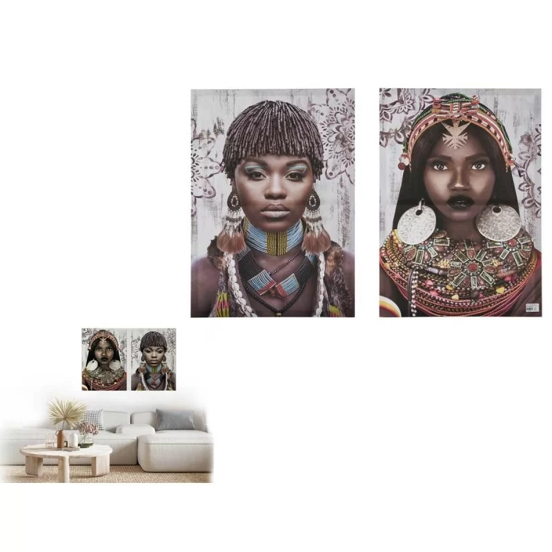 Set of 2 pictures Canvas African Woman 70 x 50...