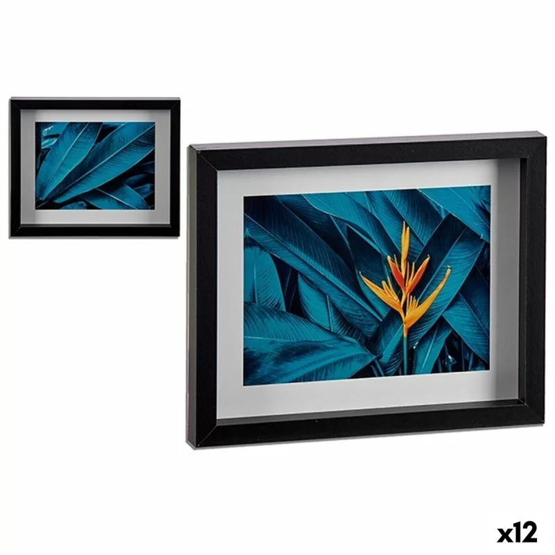 Painting Leaf of a plant Tropical Multicolour Wood 22 x 2,5 x 27 cm (12 Units)