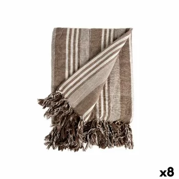 Multipurpose throw Stripes 235 x 205 cm White Beige (8...
