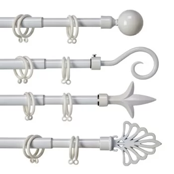Curtain Bar Extendable 170 - 320 cm White Iron (8 Units) 2
