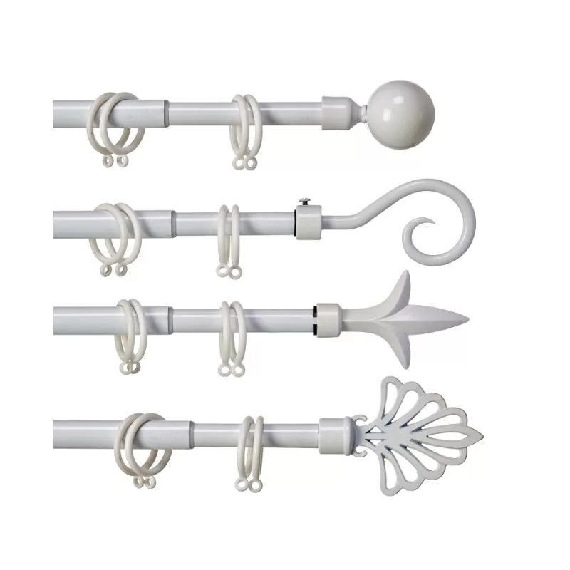 Curtain Bar Extendable 170 - 320 cm White Iron...