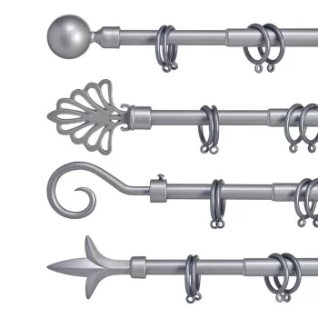 Curtain Bar Extendable Silver Iron 5 x 178 x 5 cm (8 Units) 2