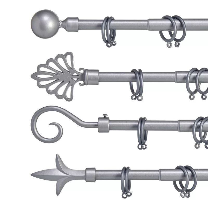 Curtain Bar Extendable Silver Iron 5 x 178 x 5...
