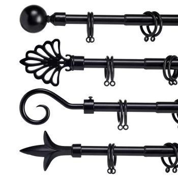 Curtain Bar Extendable Black Iron 5 x 178 x 5 cm (8 Units) 2