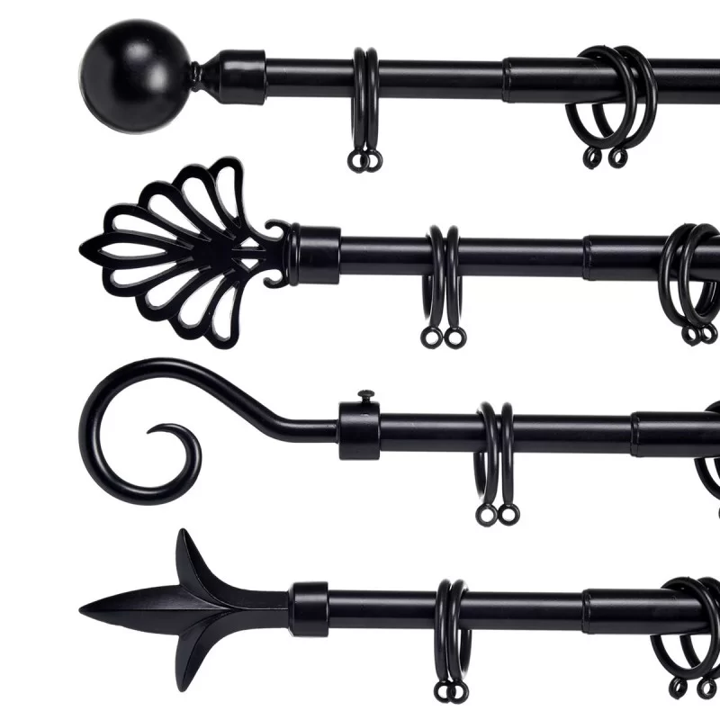 Curtain Bar Extendable Black Iron 5 x 178 x 5...