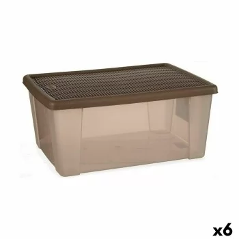 Storage Box with Lid Stefanplast Elegance Brown Plastic...
