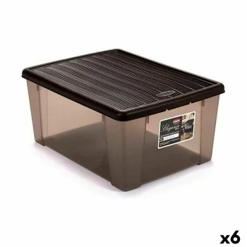 Storage Box with Lid Stefanplast Elegance Brown Plastic...