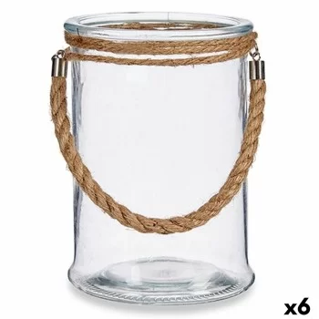 Candleholder Transparent Glass Seagrass 14,5 x 21 x 14,5...