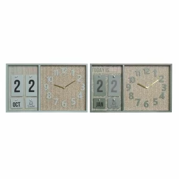 Wall Clock DKD Home Decor Green Wood polypropylene...