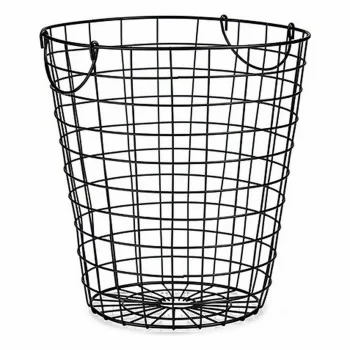 Basket With handles Black Steel 30 x 30 x 30 cm (8 Units) 2