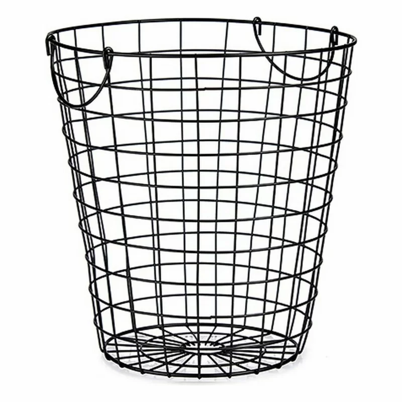 Basket With handles Black Steel 30 x 30 x 30 cm...