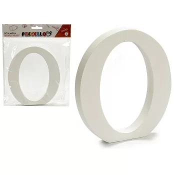 Letter O White Wood 1,8 x 21 x 17 cm (12 Units) 2