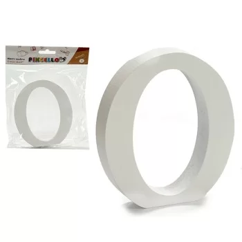 Letter O White Wood 2 x 16 x 14,5 cm (24 Units) 2