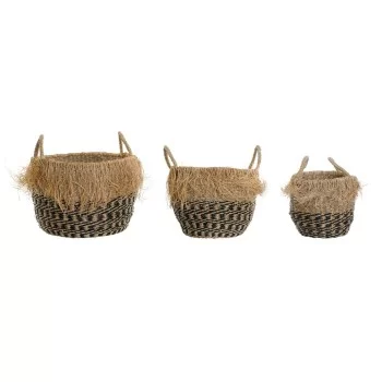 Basket set DKD Home Decor Colonial Fibre Fringe (40 x 40...