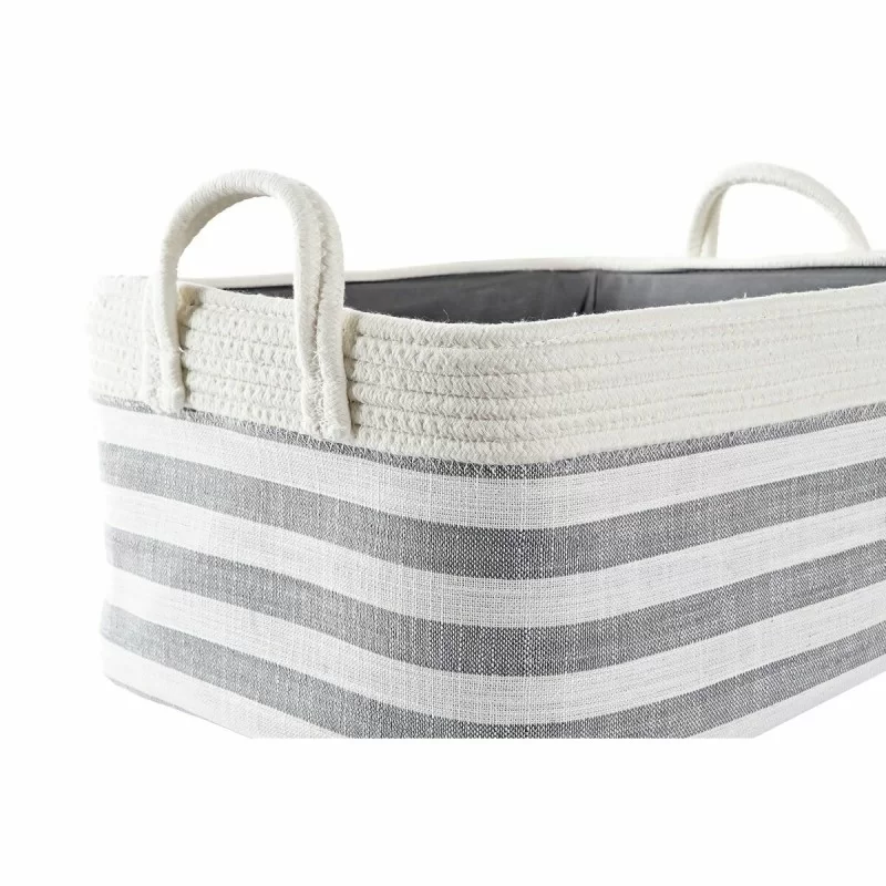 Basket set DKD Home Decor Stripes Grey Cotton...