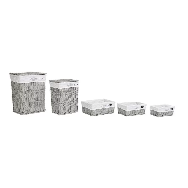 Set of Baskets DKD Home Decor Grey Polyester...
