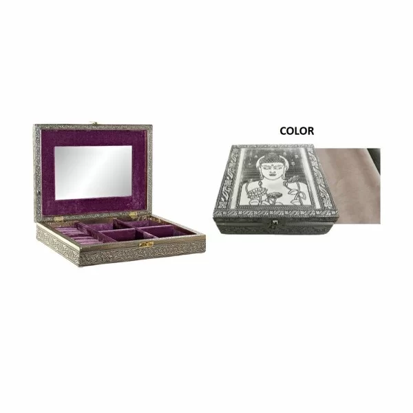 Jewelry box DKD Home Decor 27,5 x 20 x 5,4 cm Champagne Beige Wood Aluminium