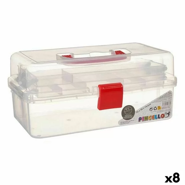 Multi-use Box Red Transparent Plastic 33 x 15 x 19,5 cm (8 Units)