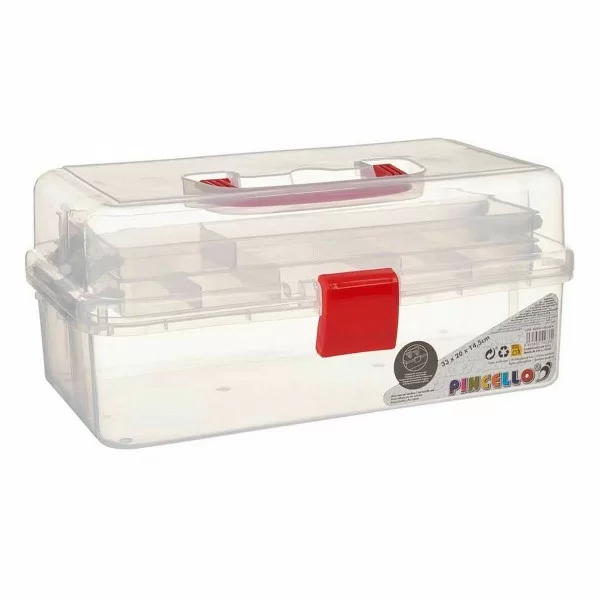 Multi-use Box Red Transparent Plastic 33 x 15 x 19,5 cm (8 Units)