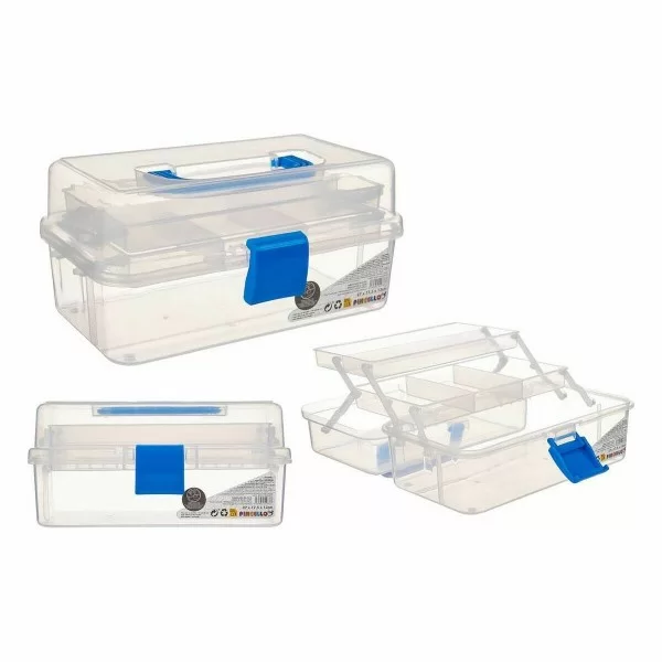Multi-use Box Blue Transparent Plastic 27 x 13,5 x 16 cm (12 Units)