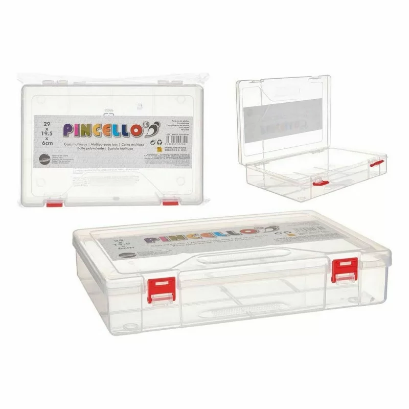 Multi-use Box Red Transparent Plastic 29,5 x 6...