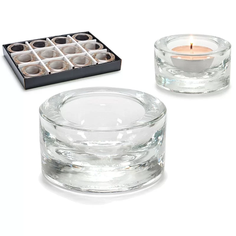 Candleholder Transparent Glass 7 x 3,5 x 7 cm...