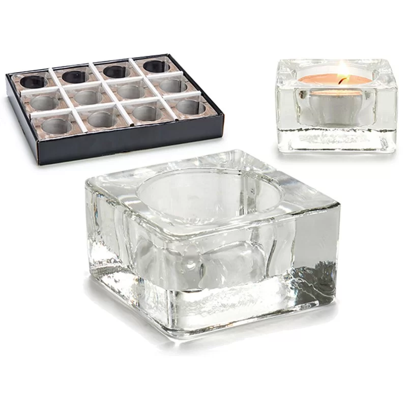 Candleholder Transparent Glass 6 x 3 x 6 cm (12...