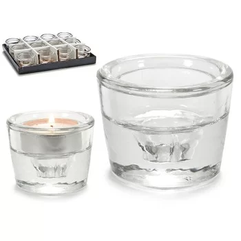 Candleholder Transparent Glass 6 x 4,3 x 6 cm (12 Units) 2