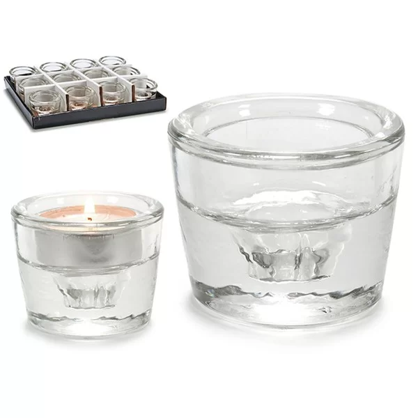 Candleholder Transparent Glass 6 x 4,3 x 6 cm (12 Units)